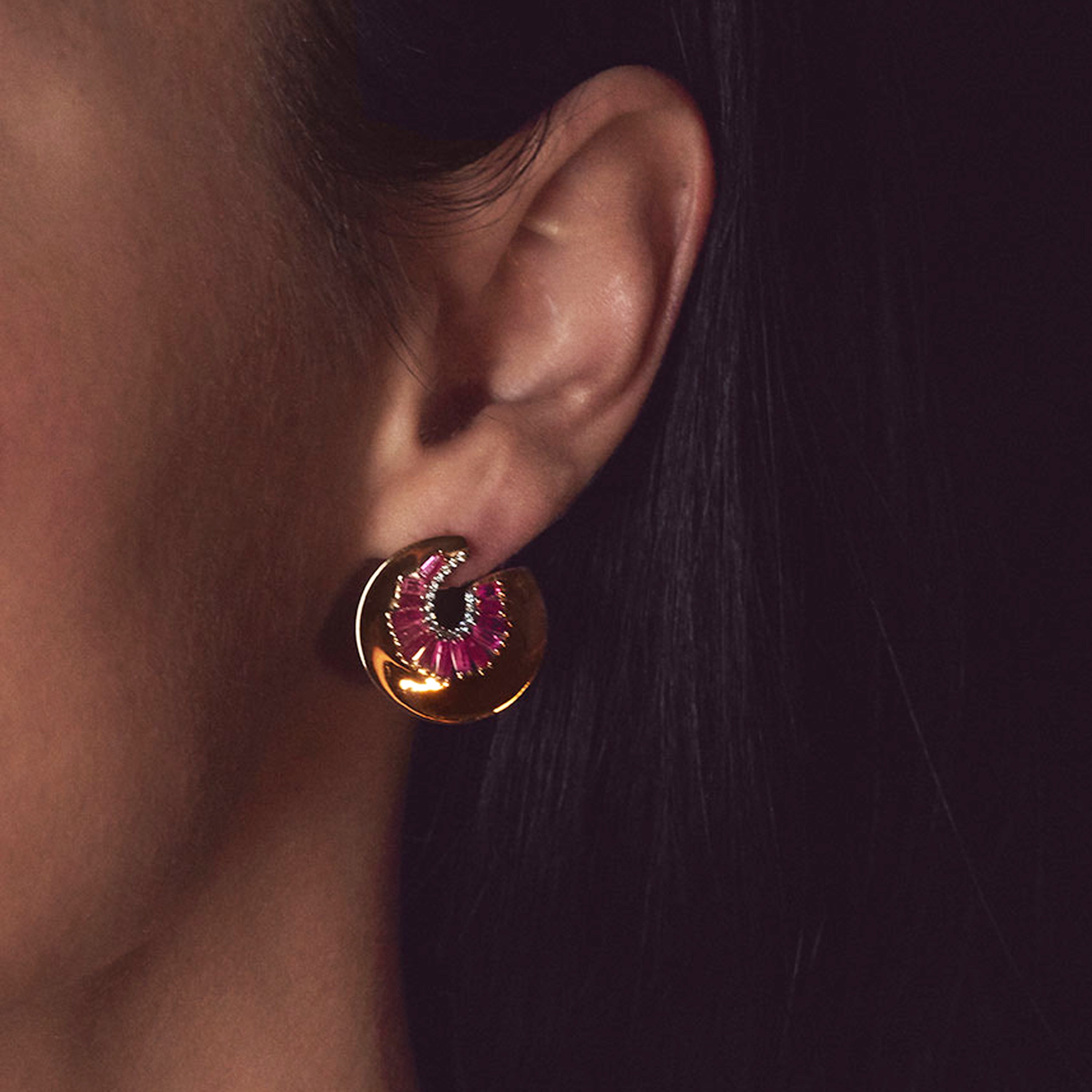 Aperture Bypass Hoops - Ruby & Rubellite