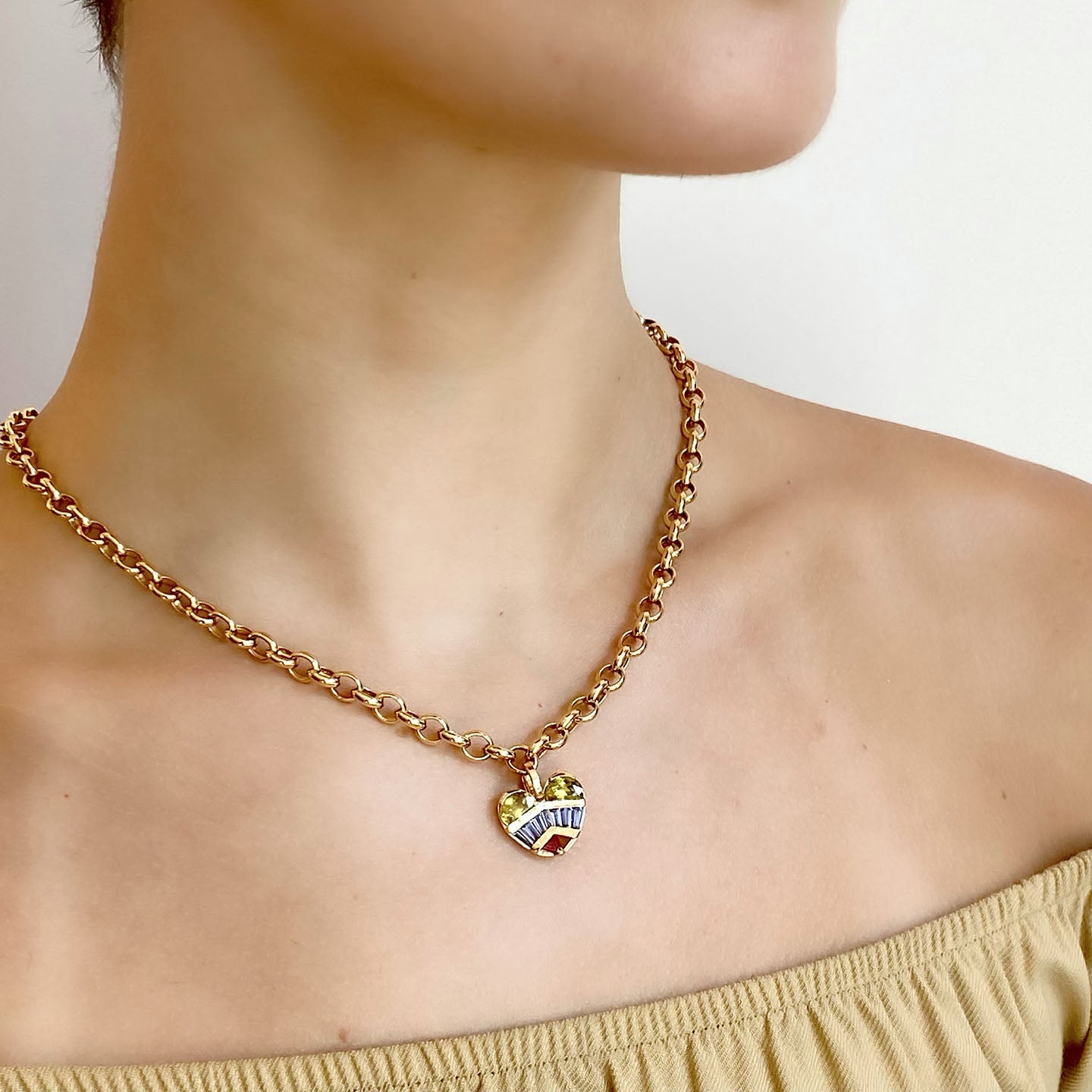 Strapped Heart Pendant - Sphene