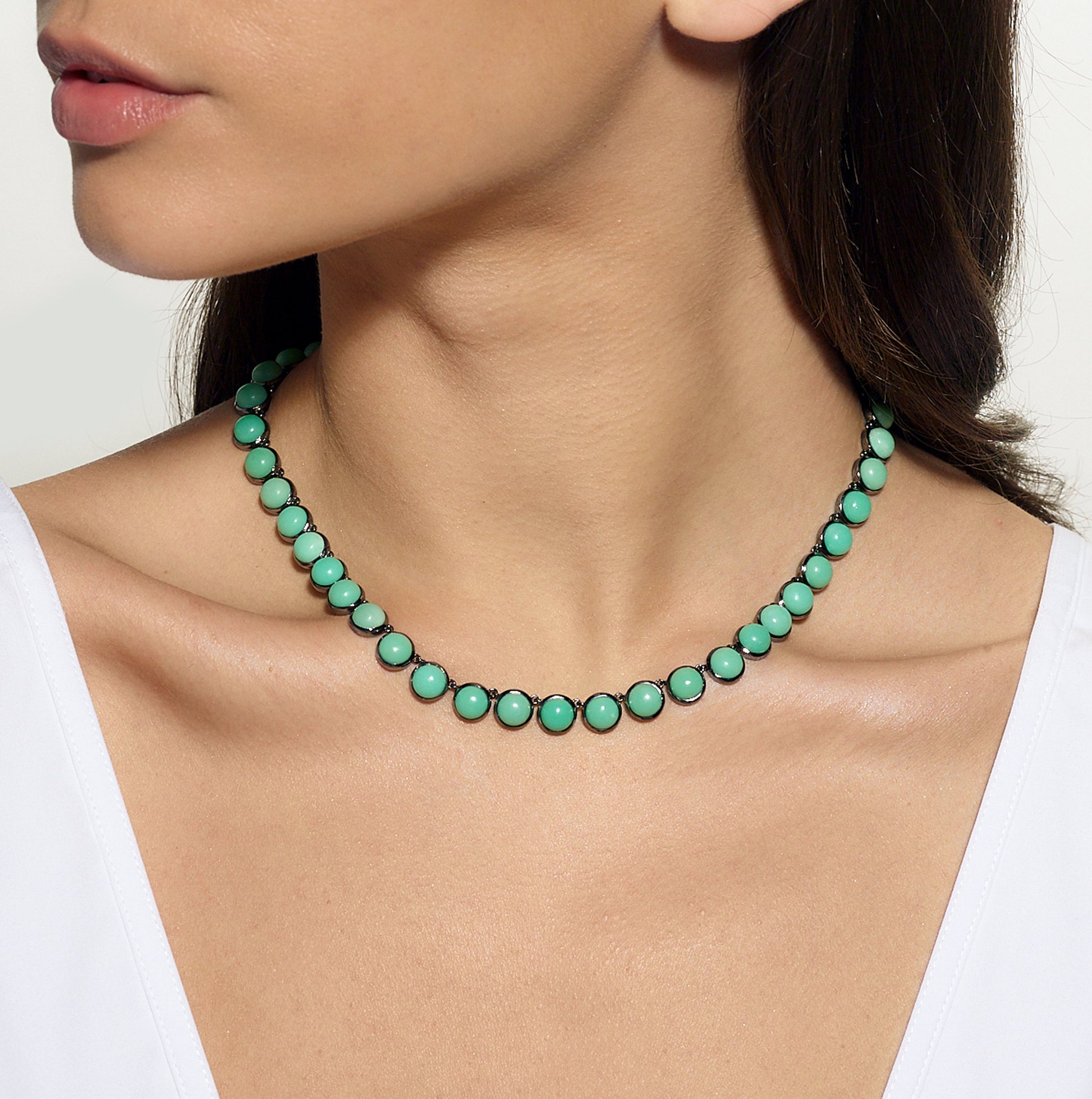 Small Dot Rivière Necklace - Chrysoprase