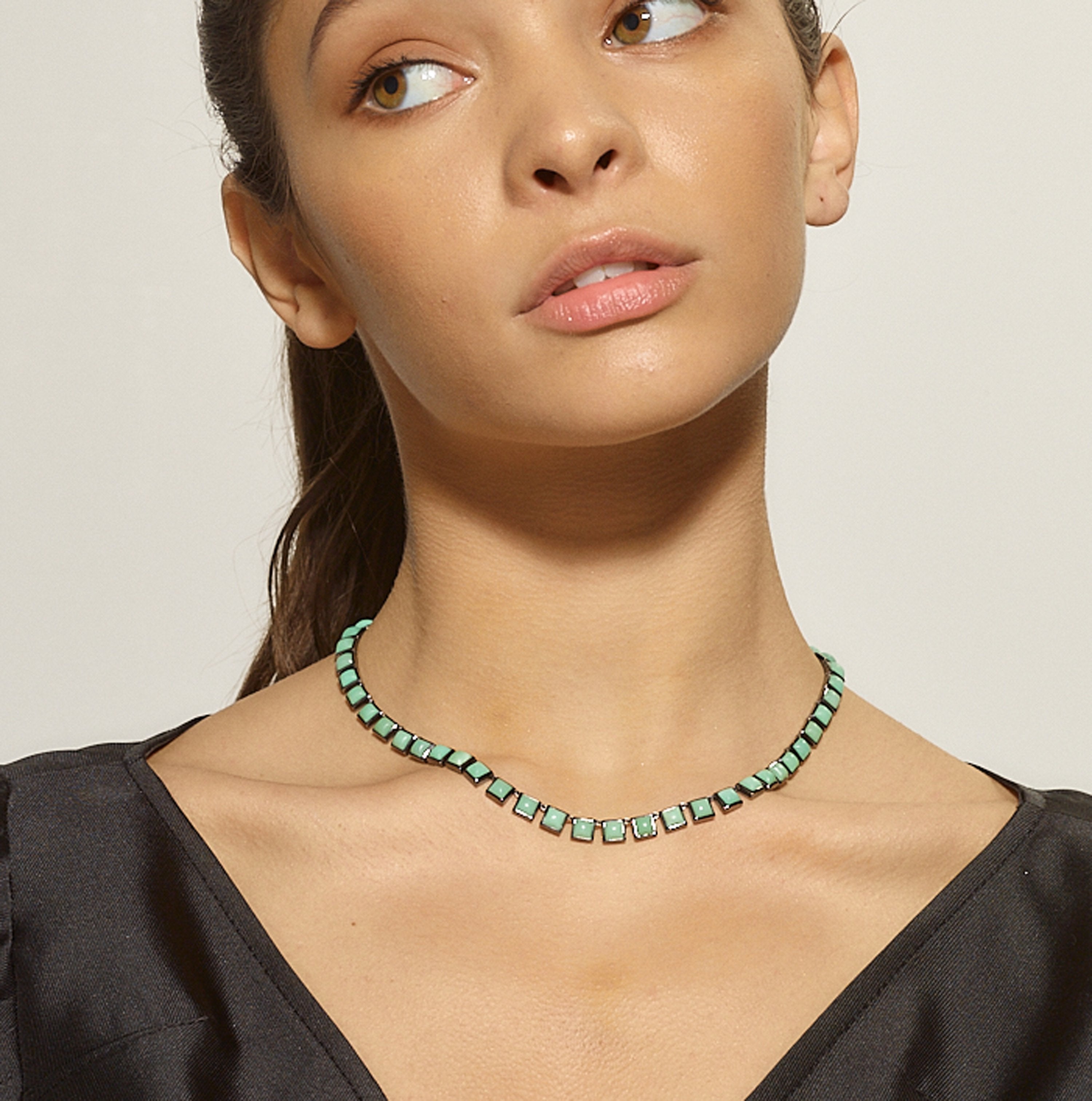 Small Tile Rivière Necklace - Chrysoprase