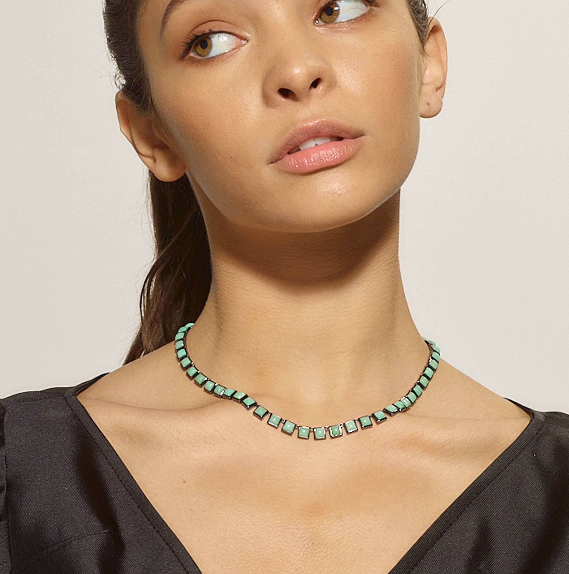 Small Tile Rivière Necklace - Chrysoprase