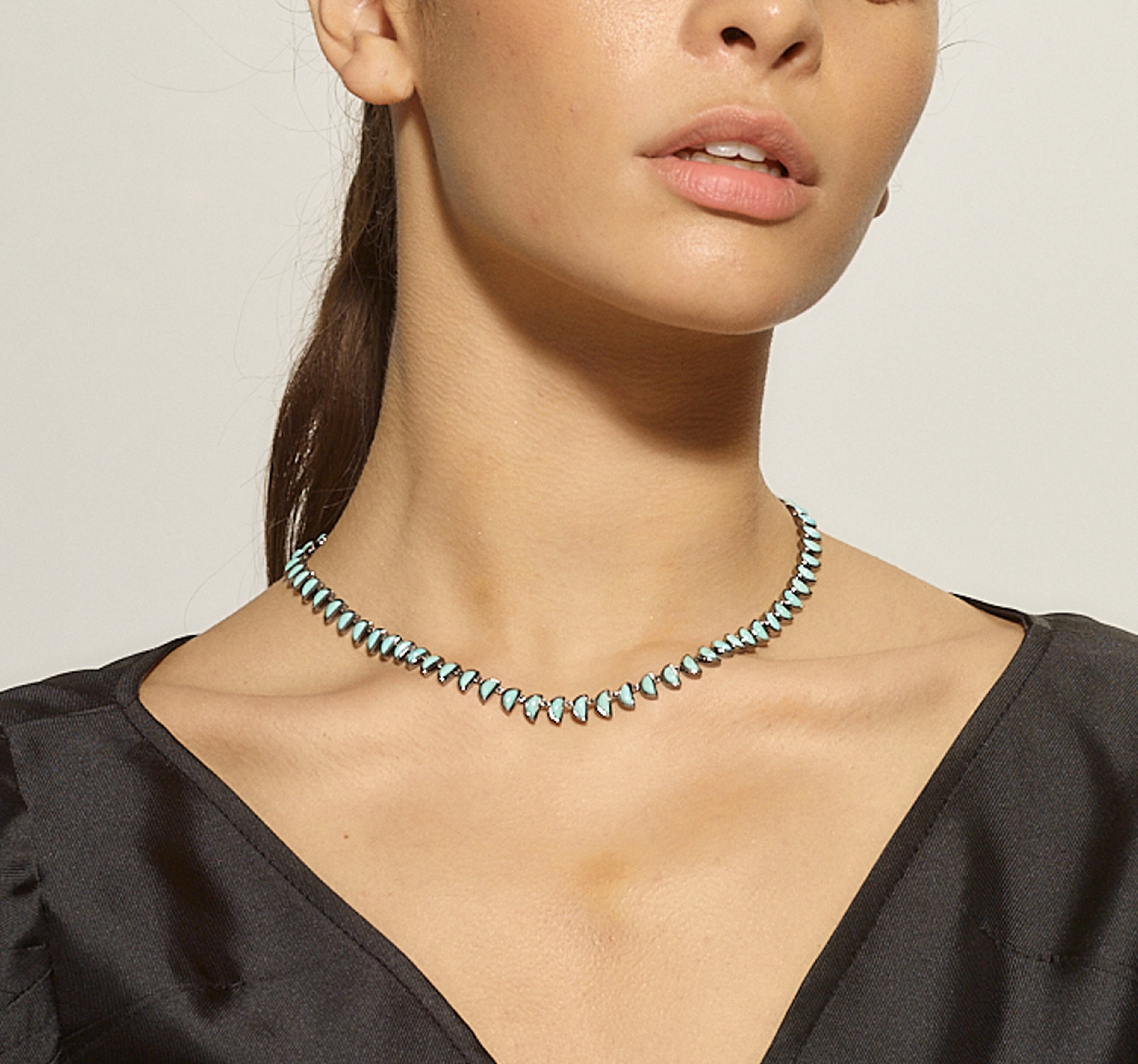 Small Worm Rivière Necklace - Turquoise