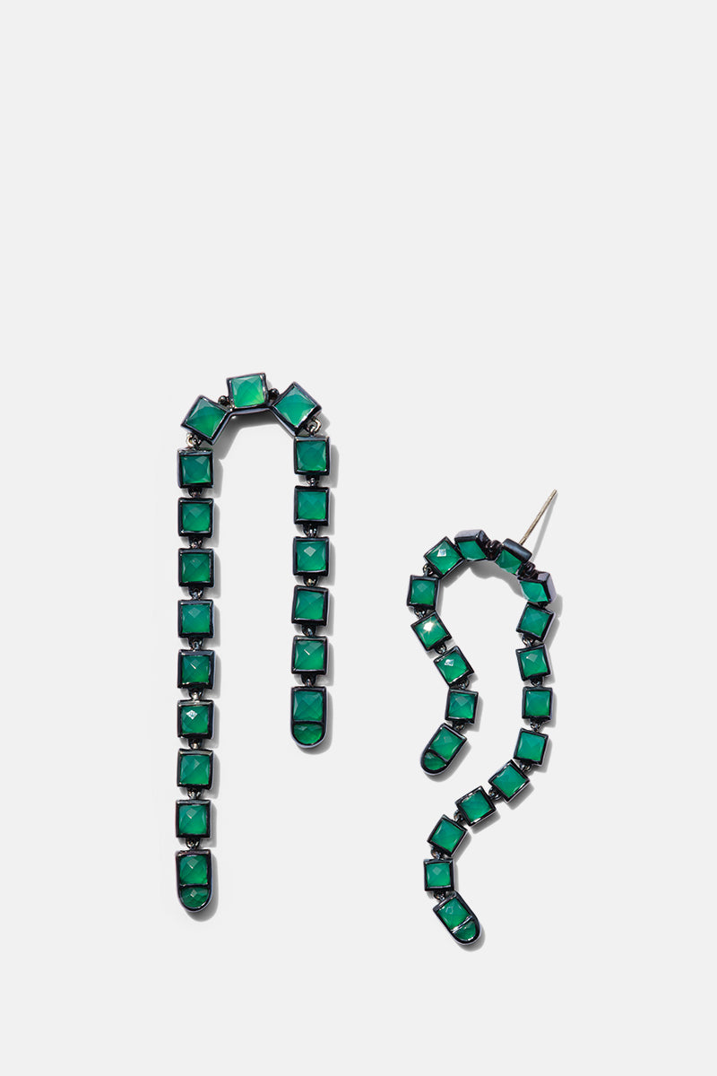 Arc Earrings - Green Onyx