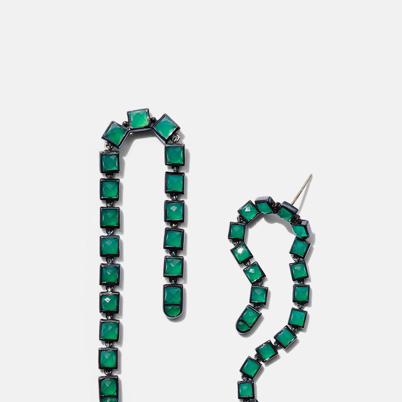Arc Earrings - Green Onyx