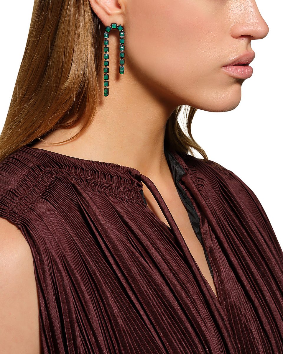 Arc Earrings - Green Onyx