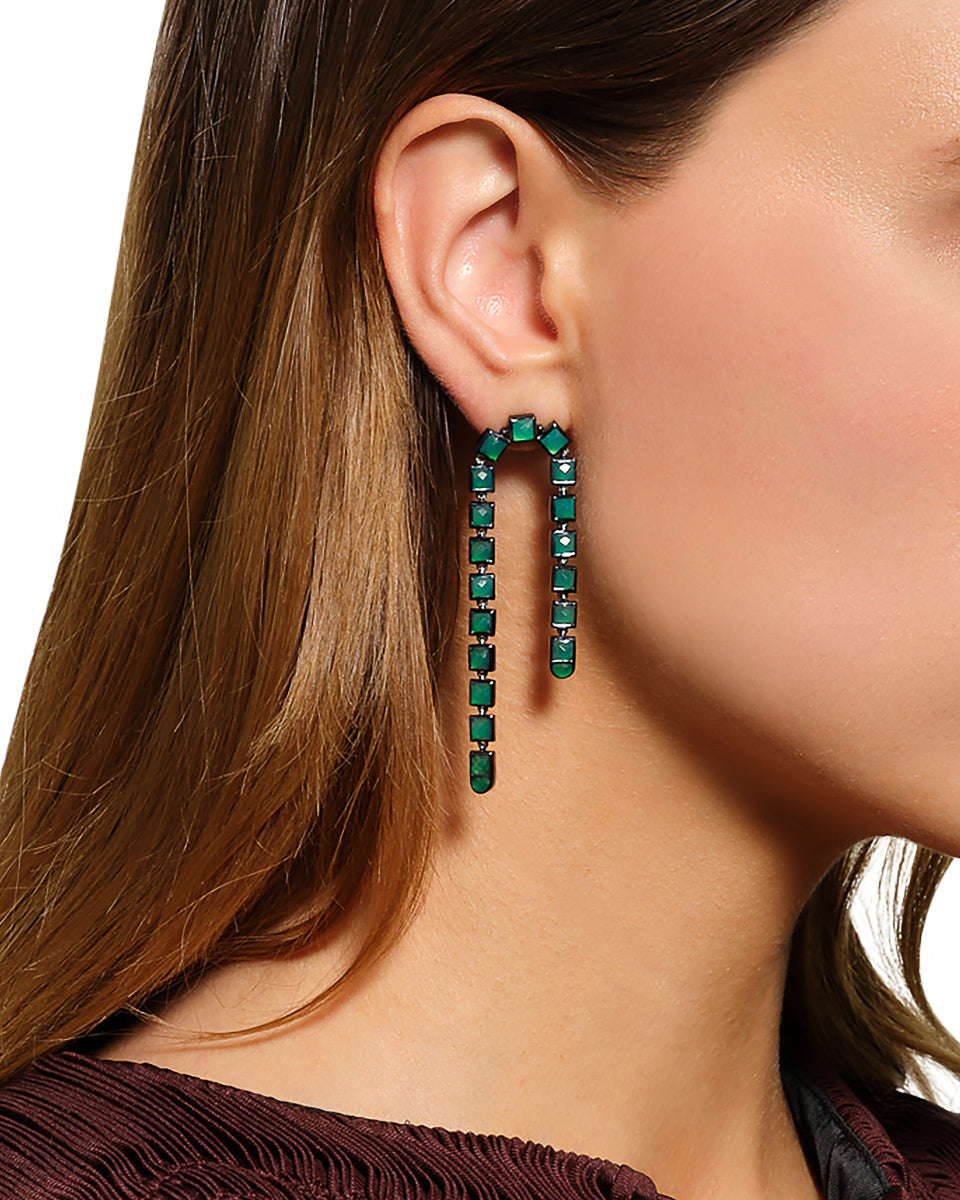 Arc Earrings - Green Onyx
