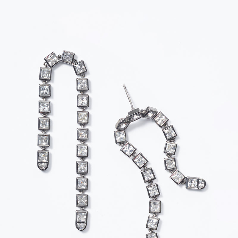 Arc Earrings - White Zircon