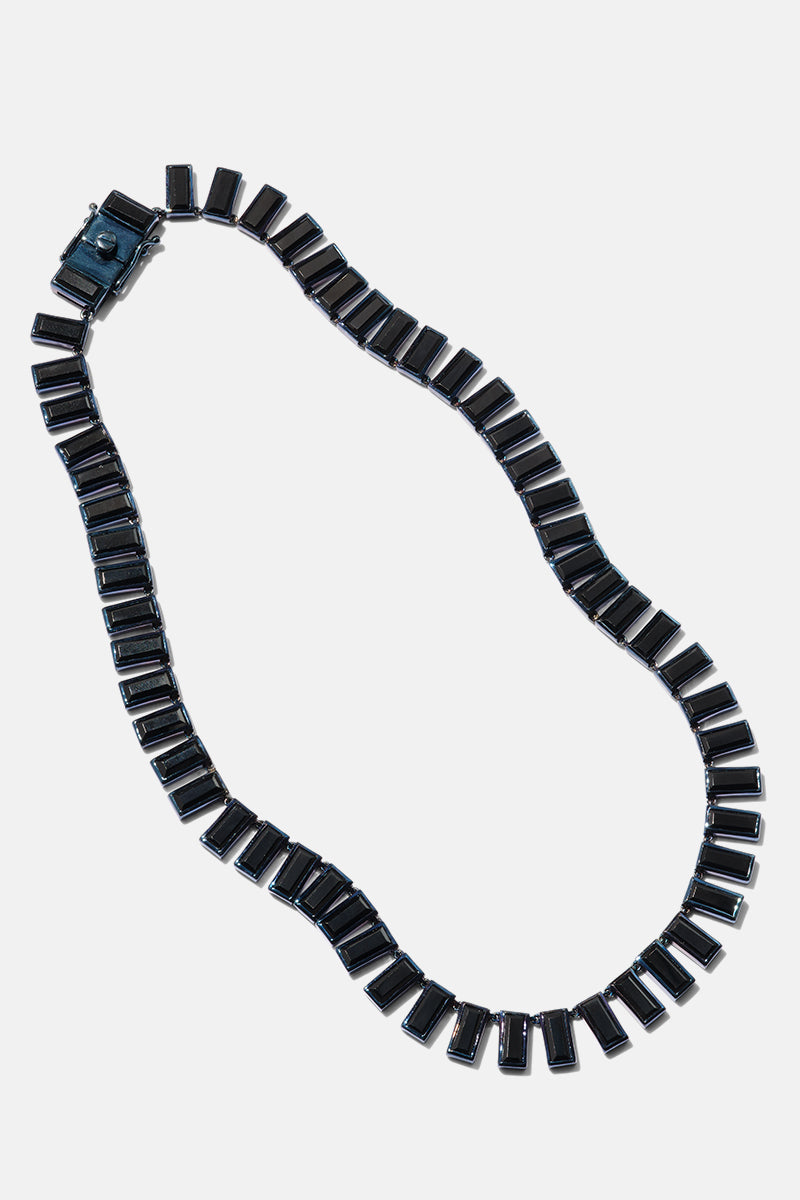 Baguette Tile Rivière Necklace - Black Spinel