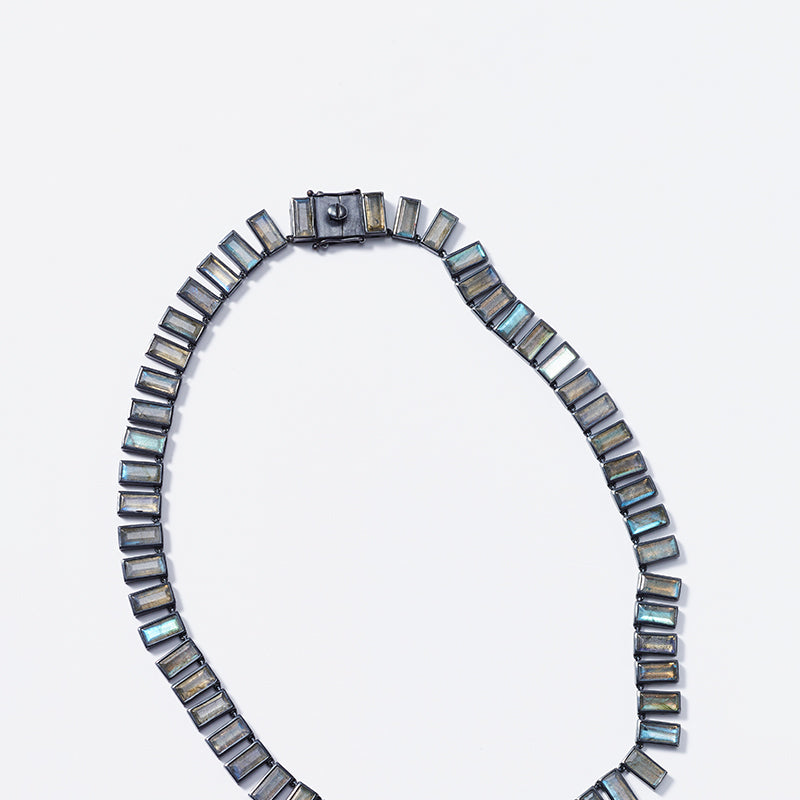 Baguette Tile Rivière Necklace - Labradorite