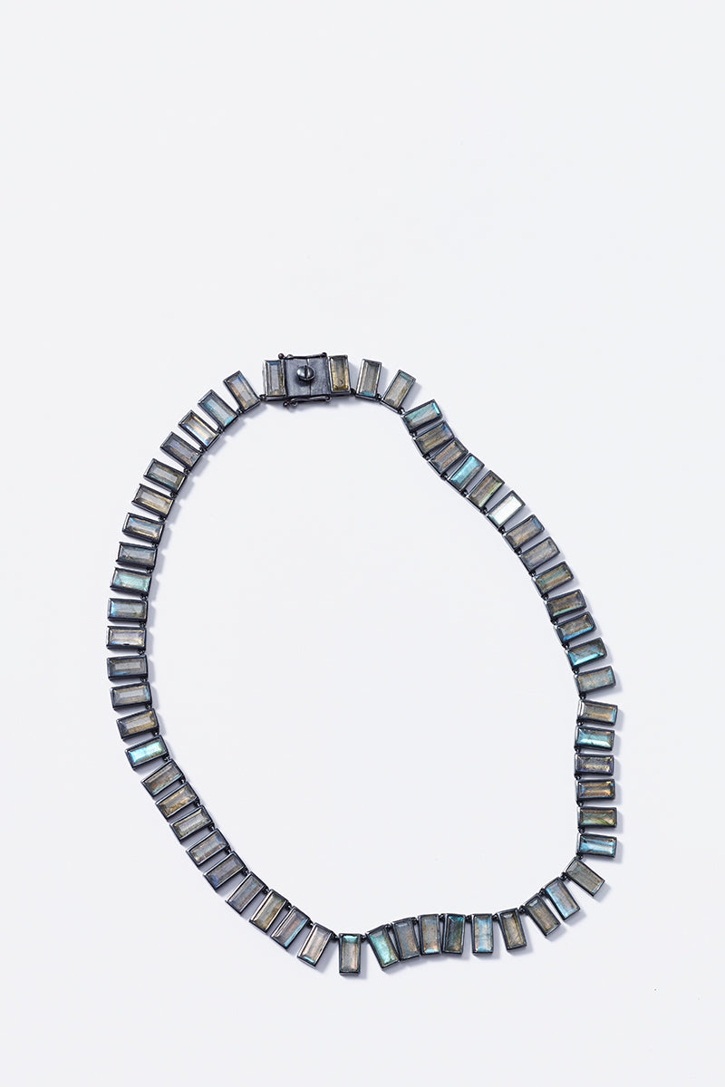 Baguette Tile Rivière Necklace - Labradorite