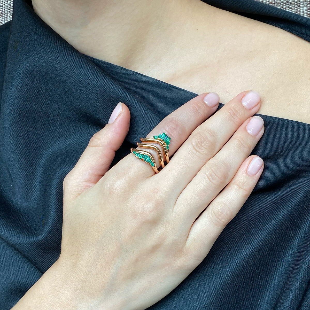 Bump Ruched Ring - Emerald