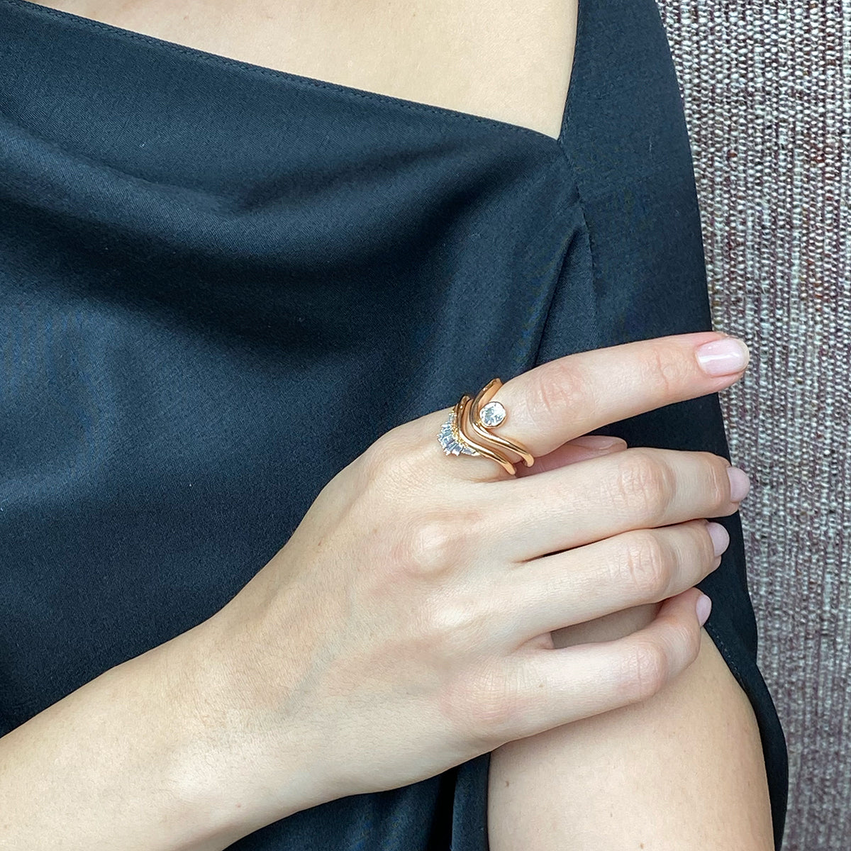 One of a Kind Ring - Bump Half Moon Ring