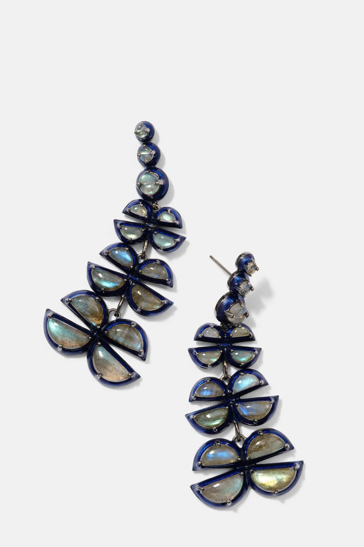 Can-Can Blue Enameled Earrings - Labradorite
