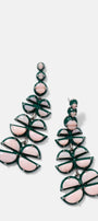 Can-Can Emerald Enameled Earrings - Pink Opal