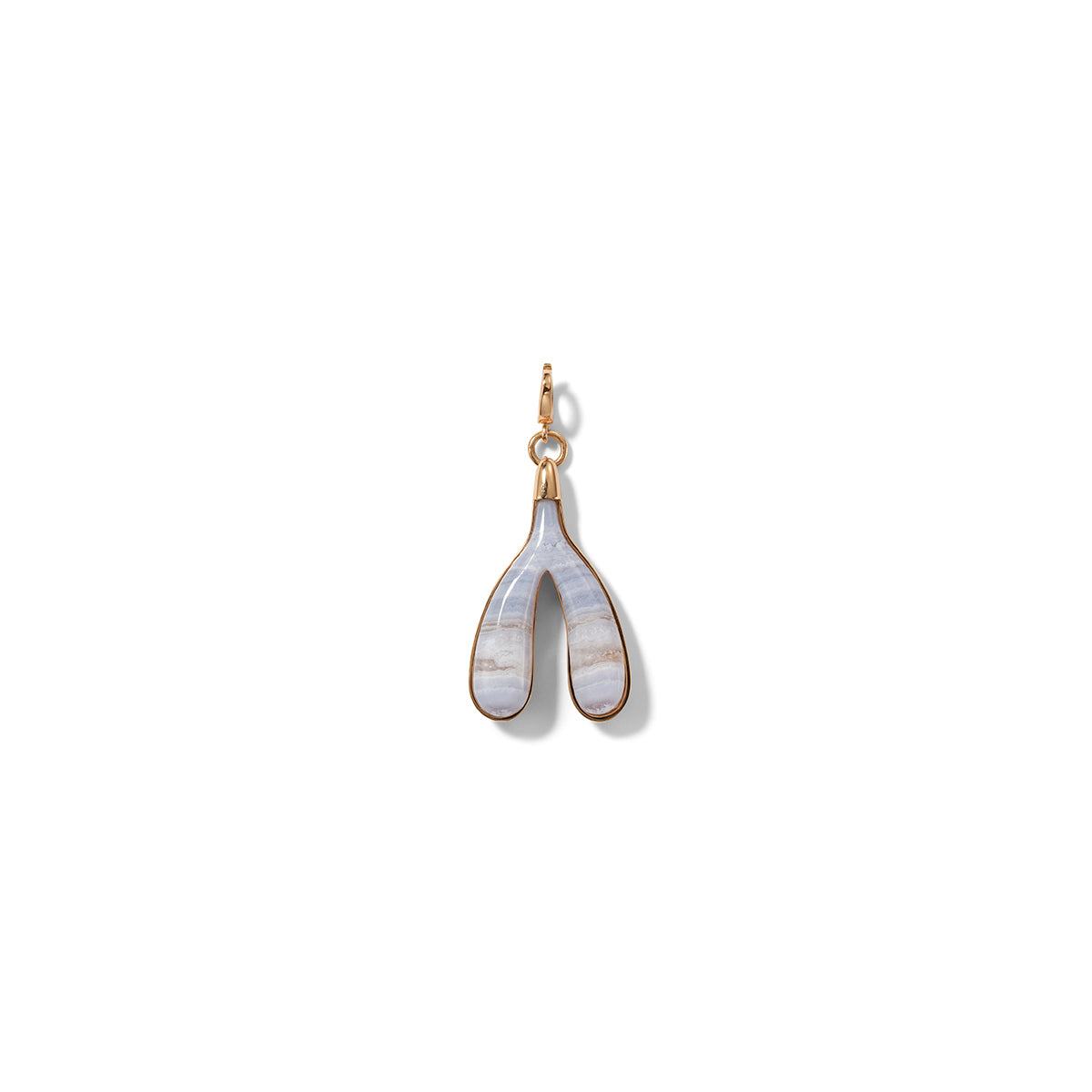 Carved Wishbone Pendant - Blue Lace Agate