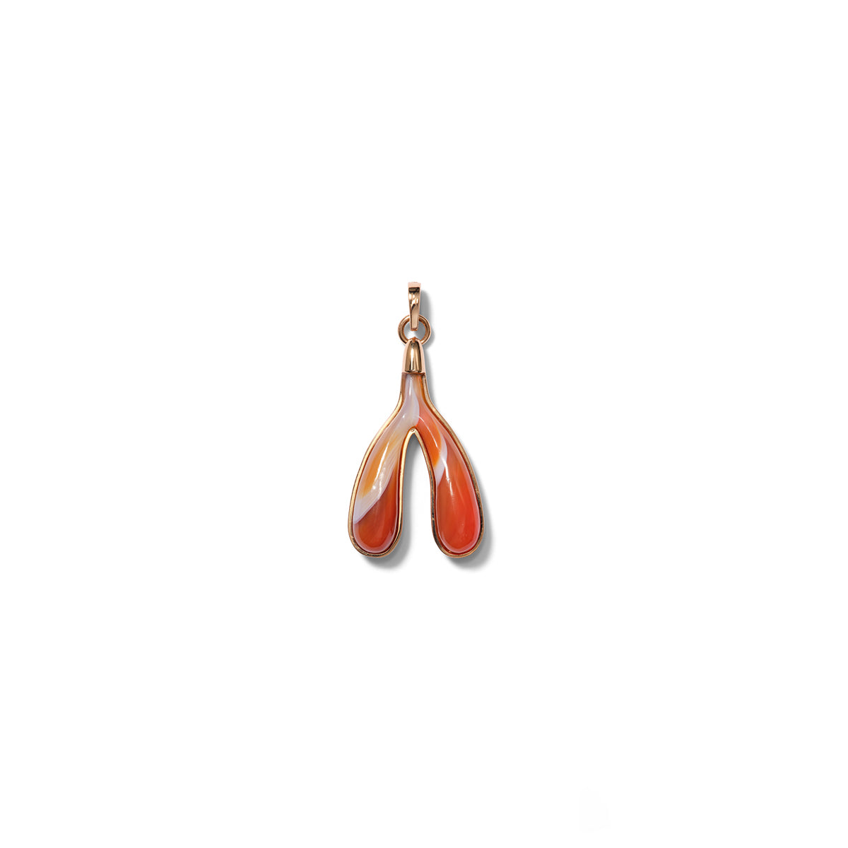 Carved Wishbone Pendant - Orange Agate