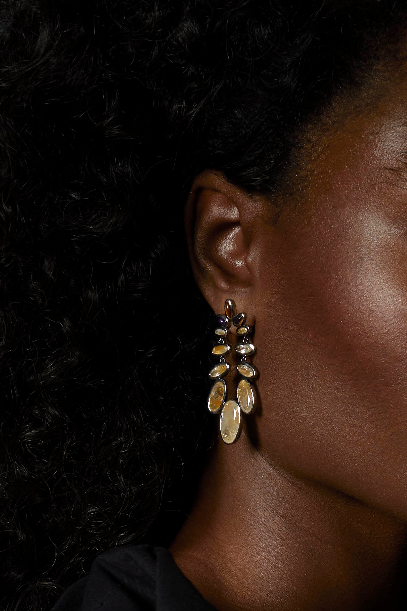 Cascade Earrings - Rutilated Quartz