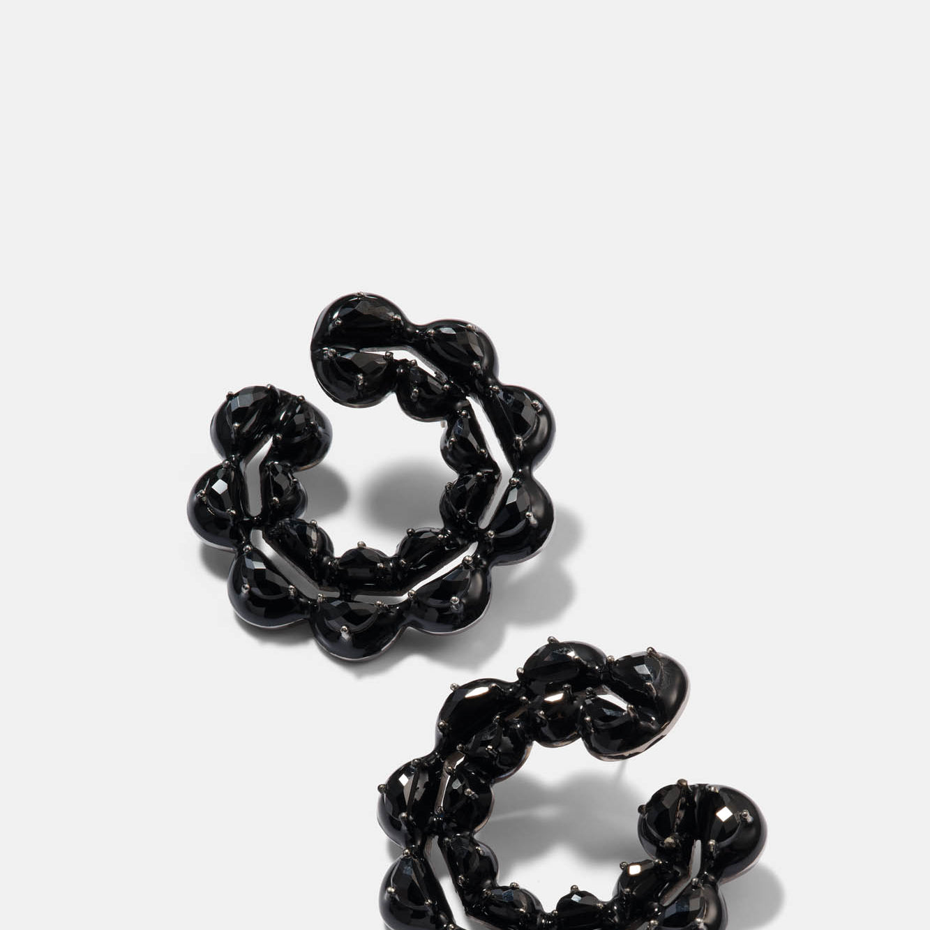 Caterpillar Black Enameled Bypass Hoops - Black Spinel