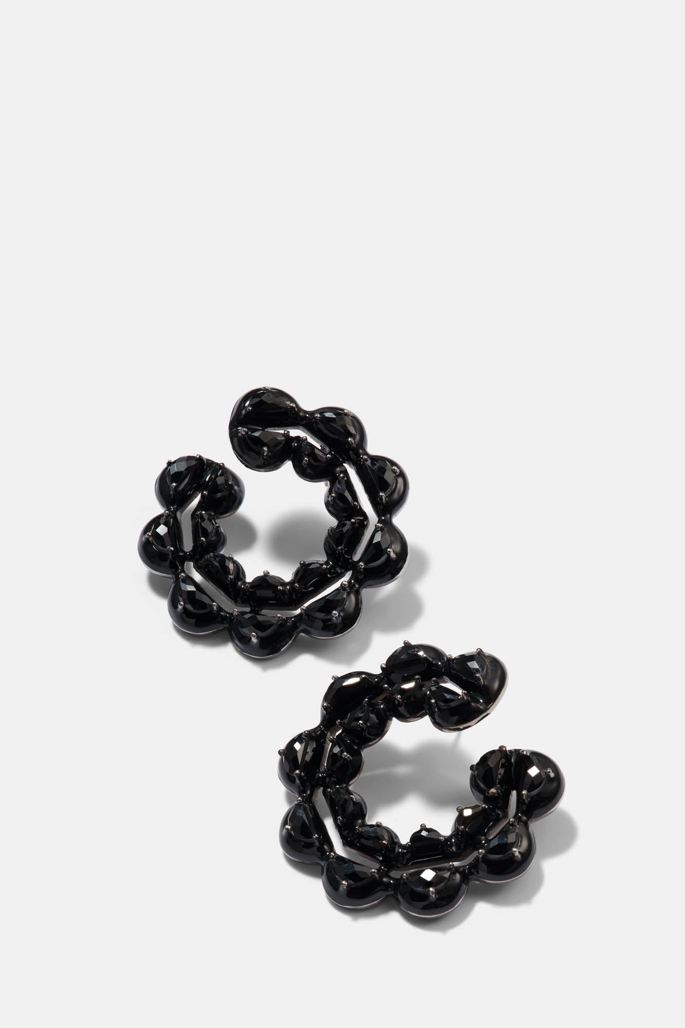 Caterpillar Black Enameled Bypass Hoops - Black Spinel
