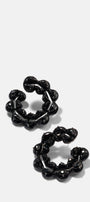 Caterpillar Black Enameled Bypass Hoops - Black Spinel