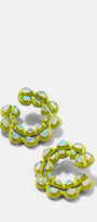 Caterpillar Chartreuse Enameled Bypass Hoops - Ethiopian Opal