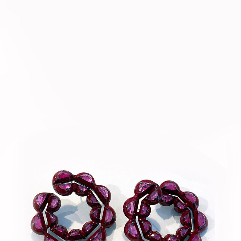 Caterpillar Red Enameled Bypass Hoops - Ruby