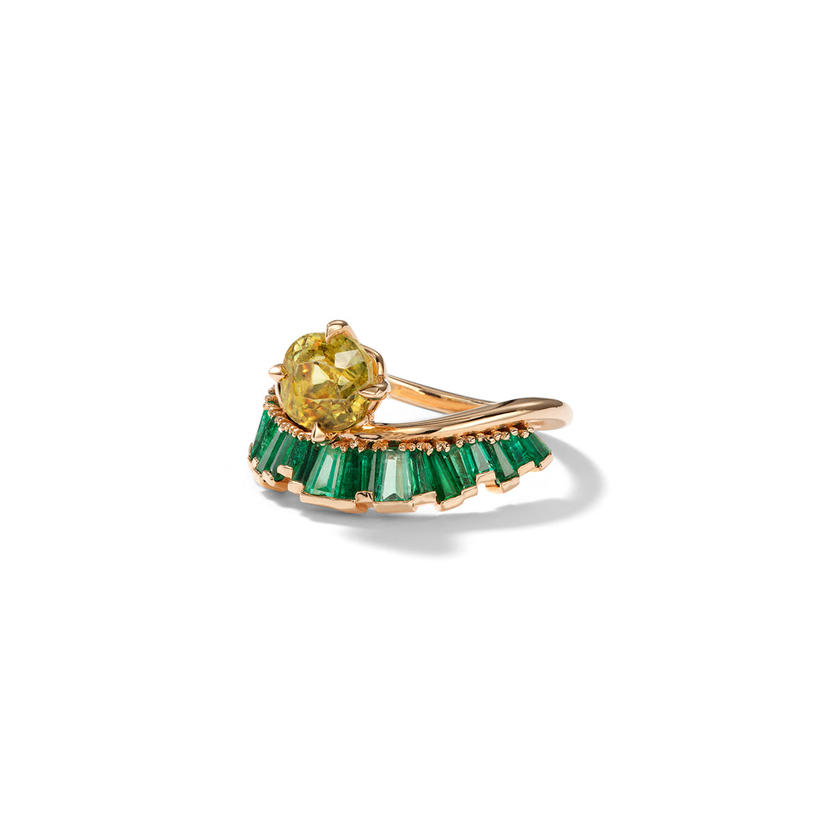 Crown & Head Ring - Sphene & Emerald