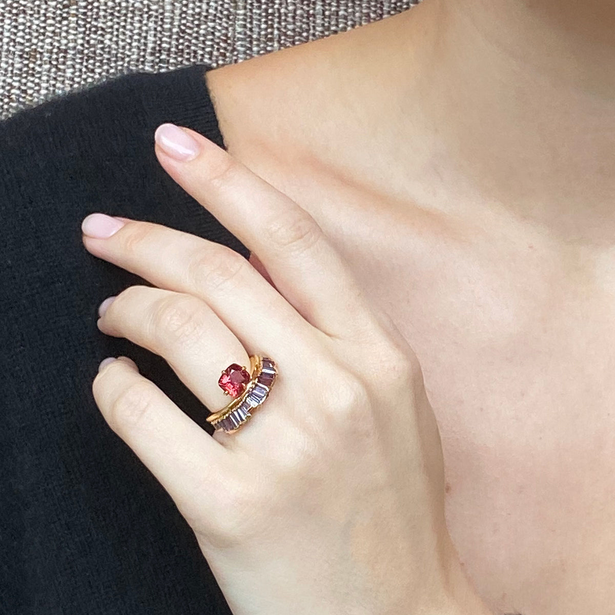 Crown & Head Ring - Red Spinel