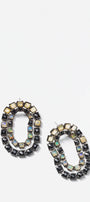 Double Loop Earrings - Black Spinel & Ethiopian Opal