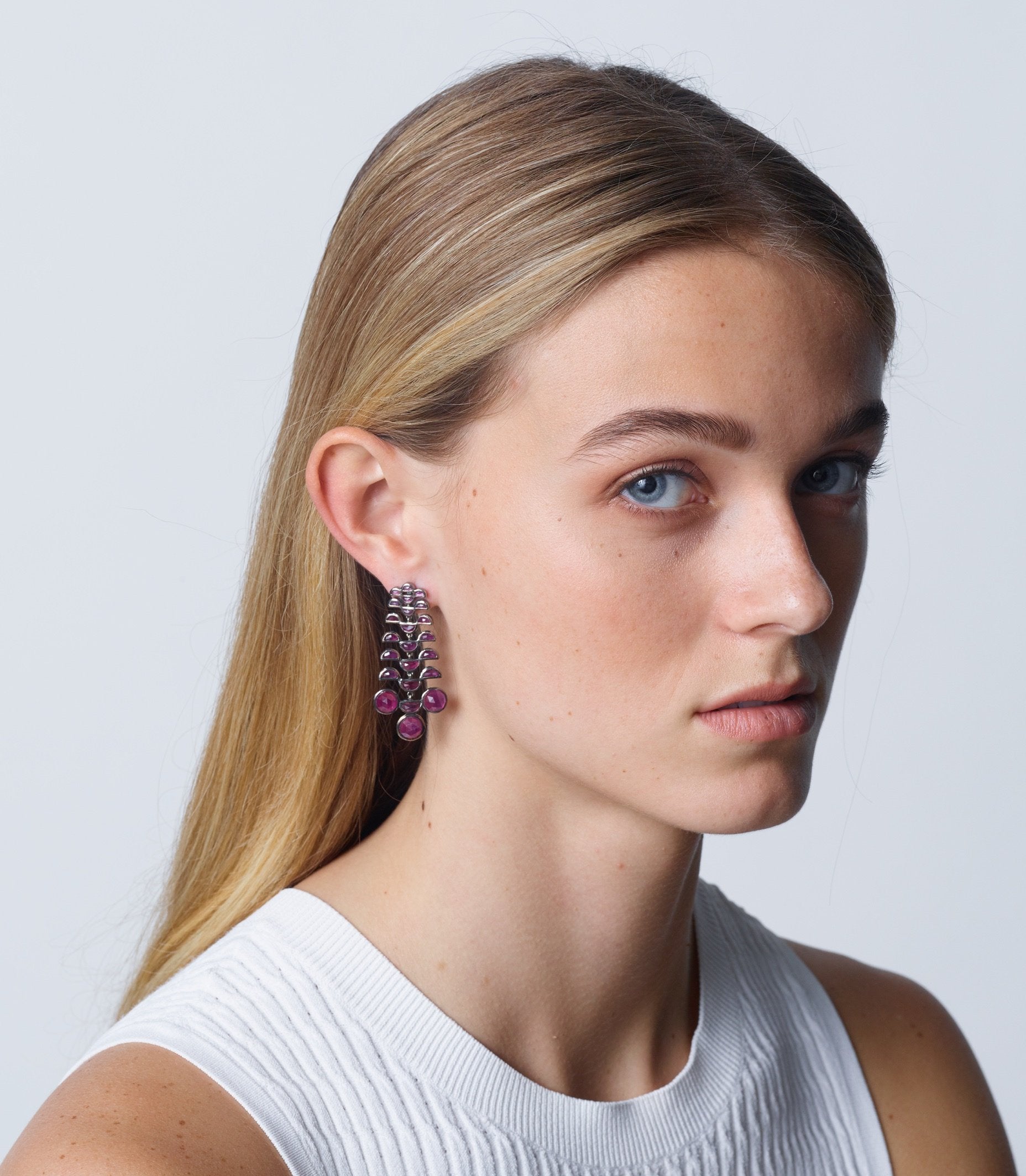 Reptile Girandole Earrings - Ruby