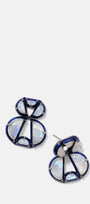 Infinity Blue Enameled Earrings - Rainbow Moonstone