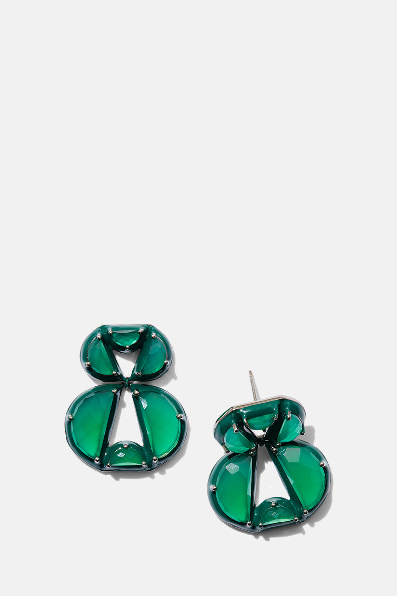 Infinity Emerald Enameled Earrings - Green Onyx