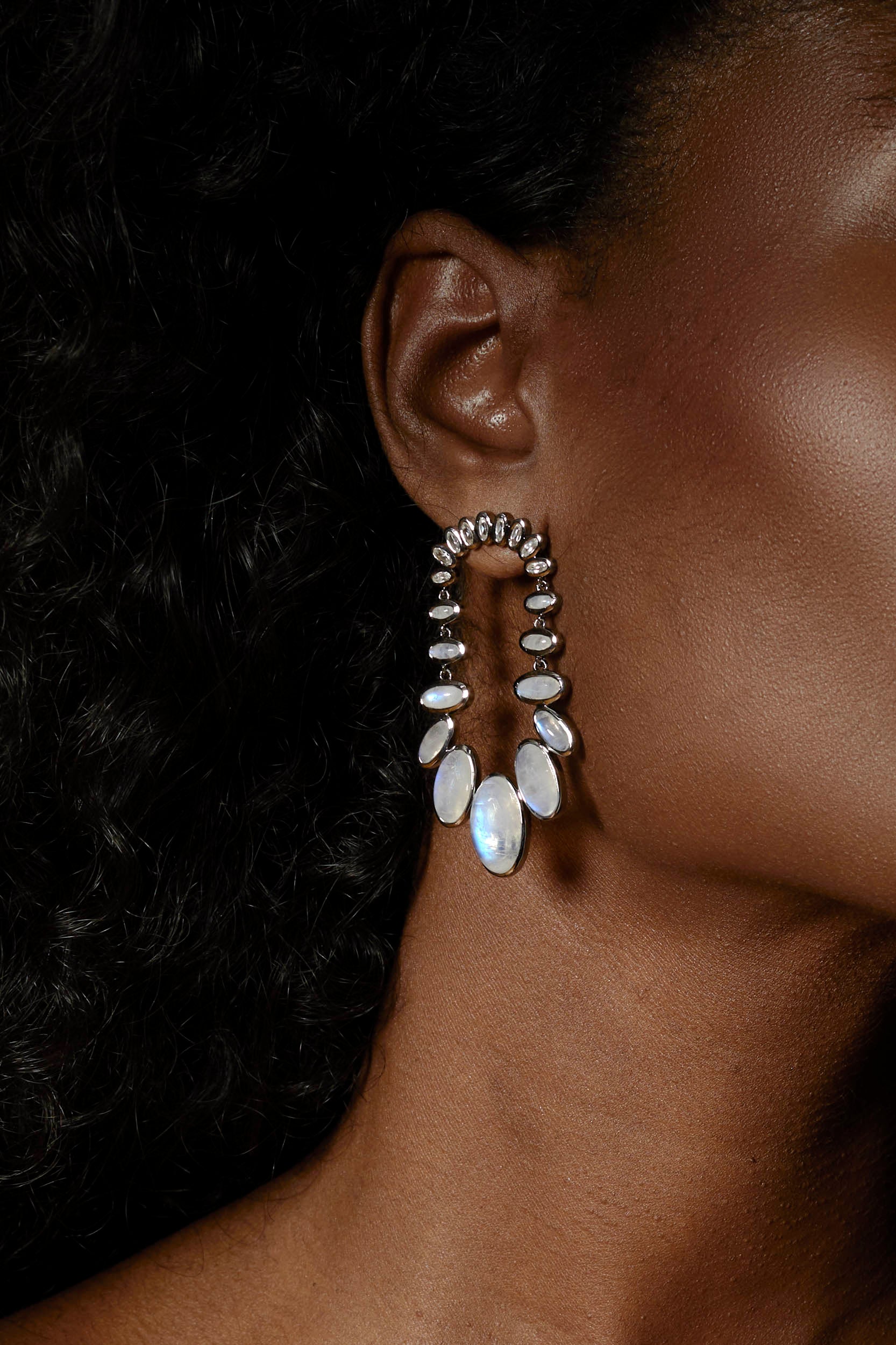 Kimono Earrings - Rainbow Moonstone