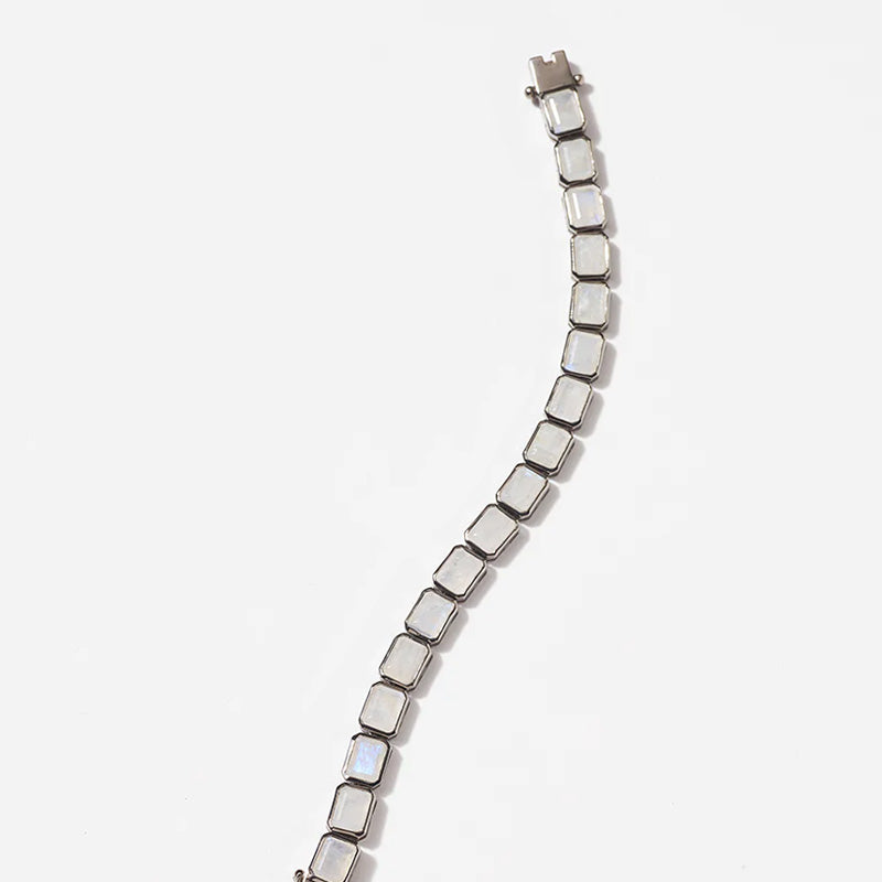 Large Deco-Tile Tennis Bracelet - Rainbow Moonstone