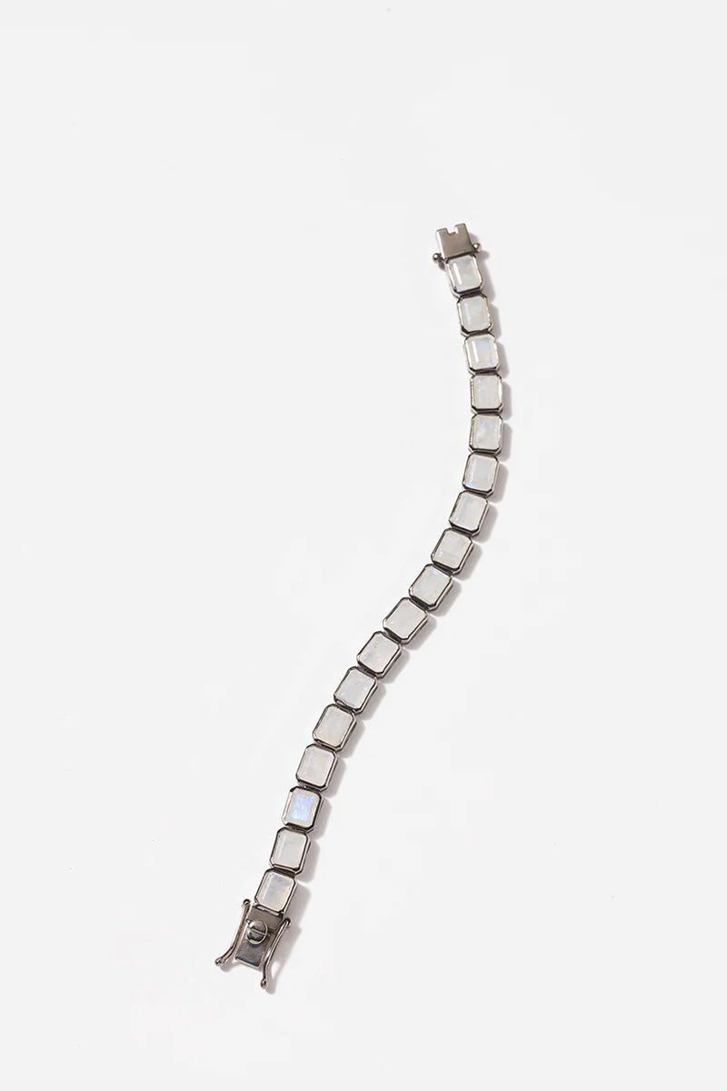 Large Deco-Tile Tennis Bracelet - Rainbow Moonstone