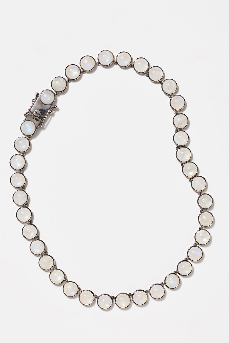 Large Dot Rivière Necklace - Rainbow Moonstone