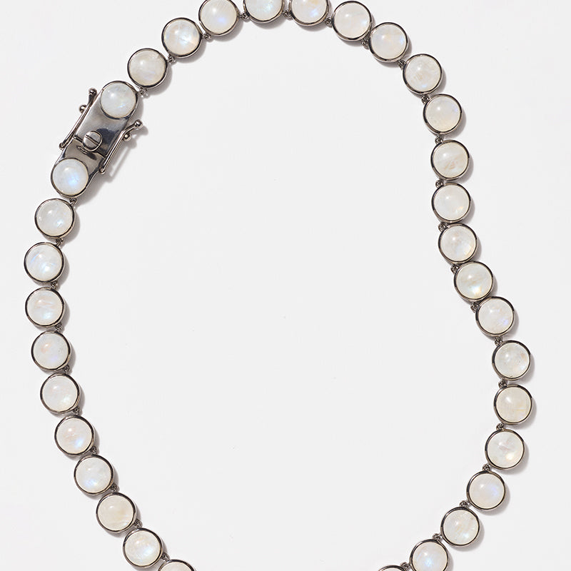 Large Dot Rivière Necklace - Rainbow Moonstone