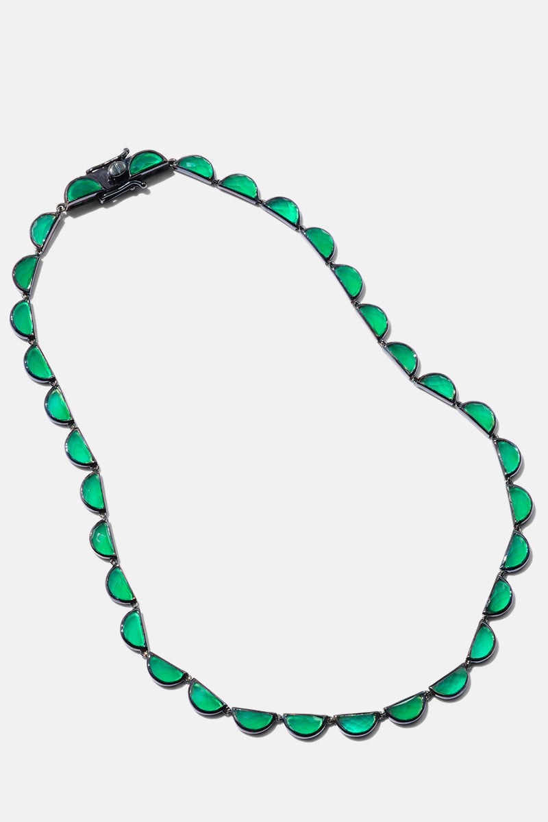 Large Scallop Rivière Necklace - Green Onyx