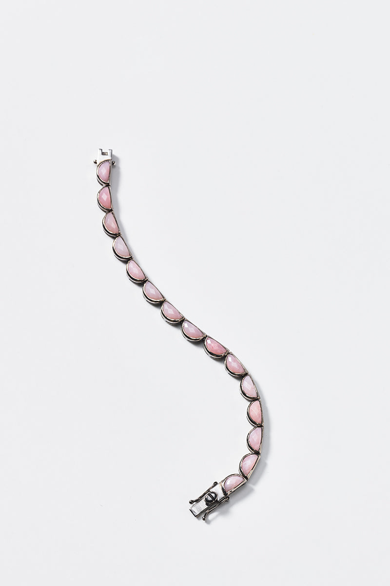 Large Scallop Tennis Bracelet - Pink Opal