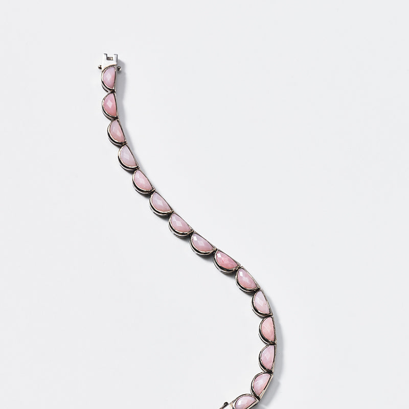 Large Scallop Tennis Bracelet - Pink Opal