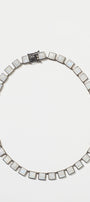 Large Tile Rivière Necklace - Rainbow Moonstone