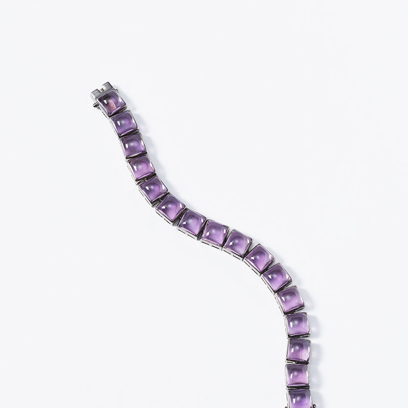Large Tile Tennis Bracelet - Amethyst