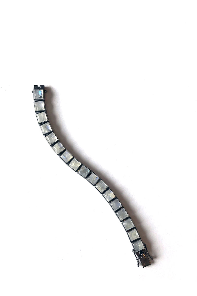 Large Tile Tennis Bracelet - Rainbow Moonstone
