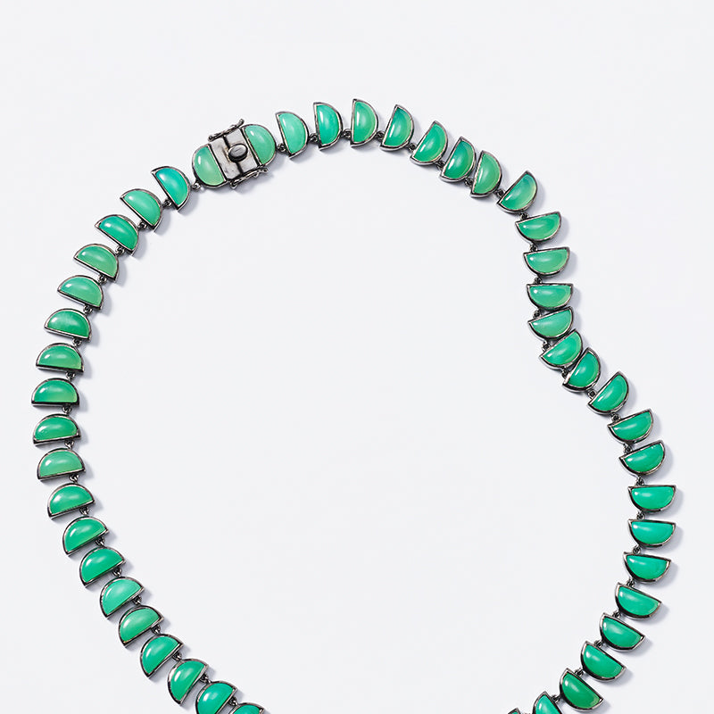 Large Worm Riviere Necklace - Chrysoprase