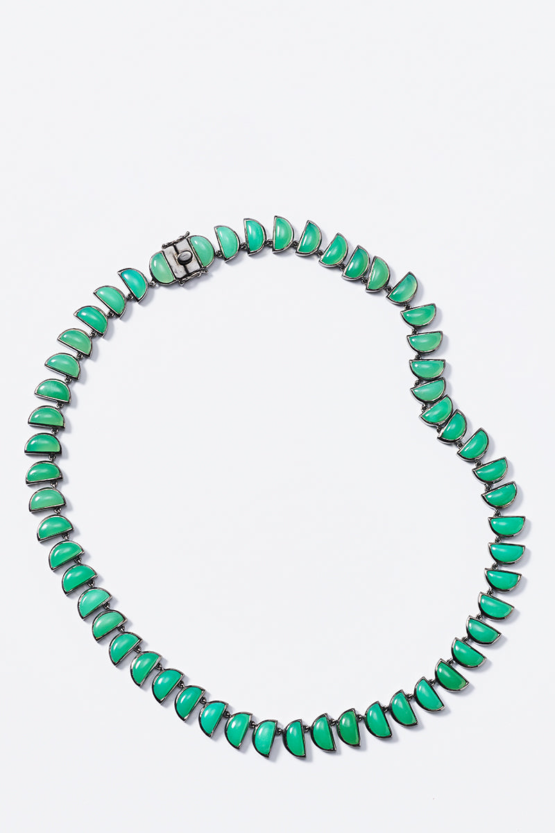 Large Worm Riviere Necklace - Chrysoprase