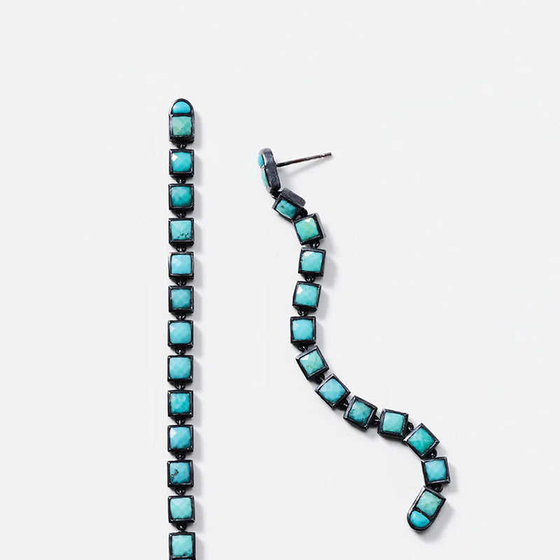 Line Earrings - Tea Length - Turquoise