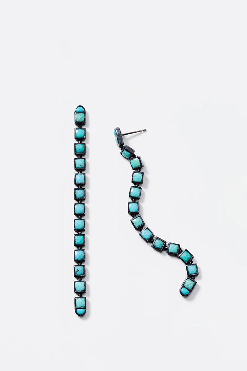 Line Earrings - Tea Length - Turquoise