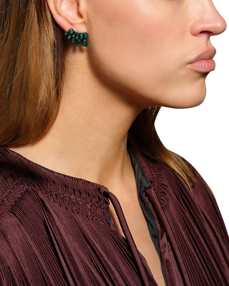 Lobster Earrings - Green Onyx