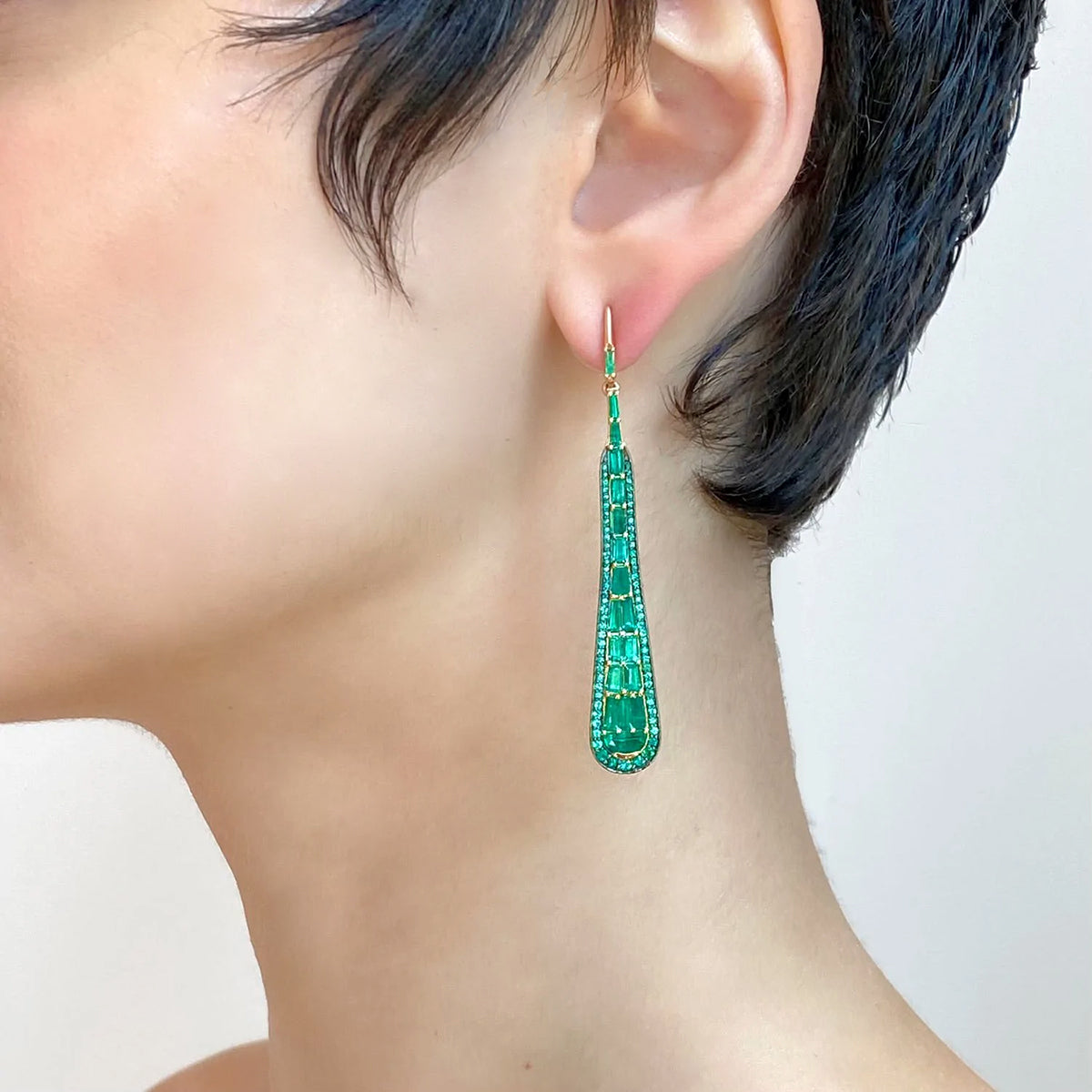 Large Oar Earrings - Emerald