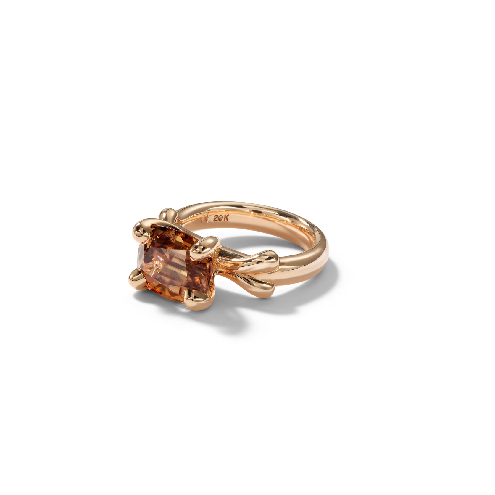 One of a Kind Single Lotus Ring - Rose Zircon
